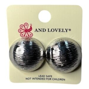 5/$25 NWT And Lovely Silver Textured Button Stud Earrings Bold Jewelry
